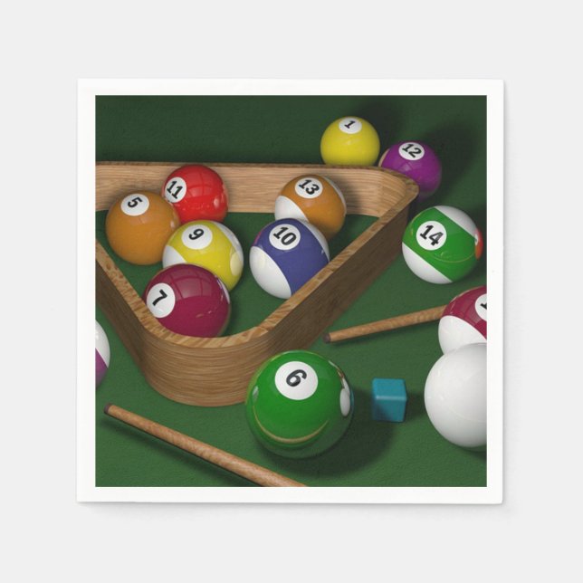 "Rack 'em up," game of billiards Napkins (Front)