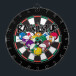 Rack Em Up Pool Dartboard<br><div class="desc">Rack Em up text with a full set of billiards balls highlight these cool pool player t-shirts and pool player gifts! Colorful balls and bold text make a great gift for pool teams, pool players and billiard fans!</div>