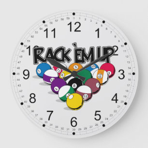 Rack Em Up Pool Large Clock