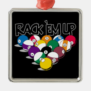 Rack Em Up Pool Metal Ornament