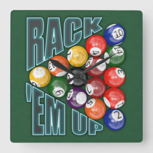 Rack Em Up Square Wall Clock