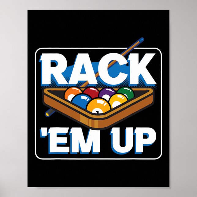 Rack Em Up Stick Player Sports Chalk Game Pool  Poster (Front)