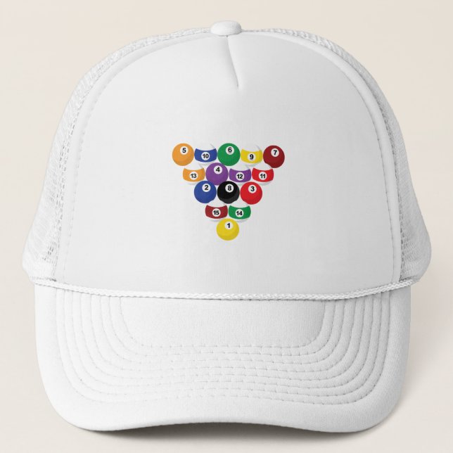 Rack of Pool Balls Trucker Hat (Front)