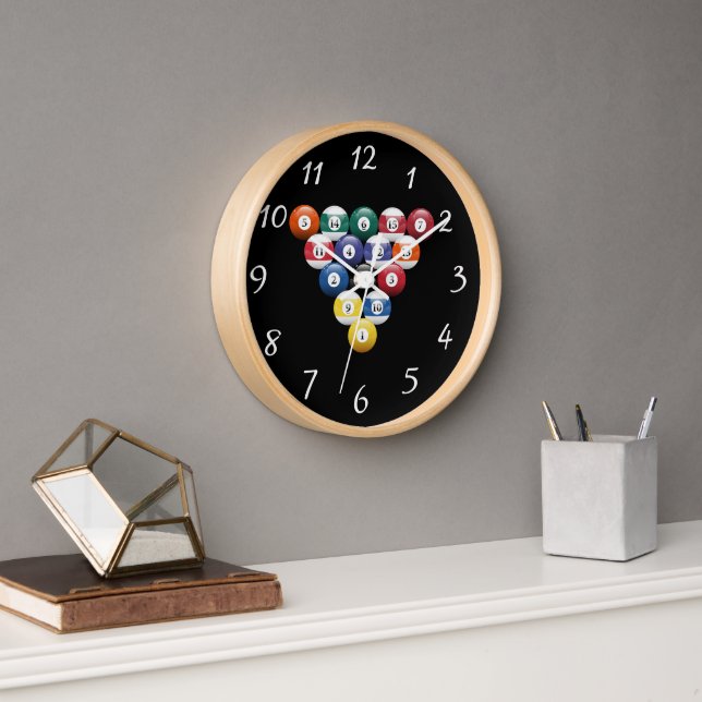 Racked Billiard Balls round clark Clock (Office)