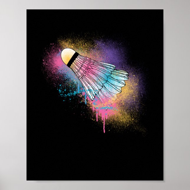 Racket Ball Sport Colorful Badminton Shuttlecock Poster (Front)