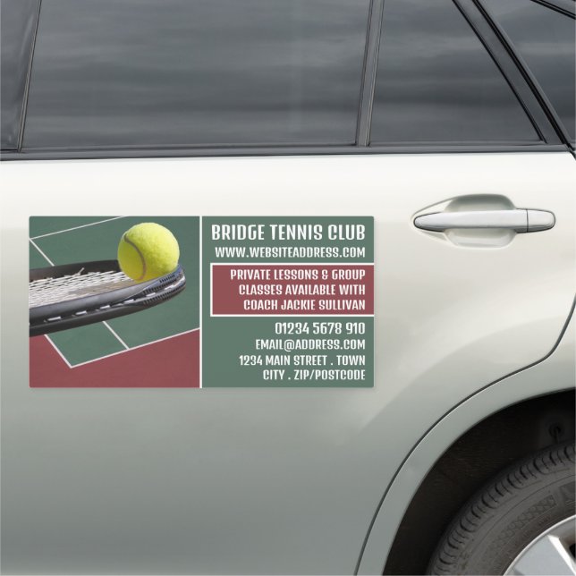 Racket & Ball, Tennis Coach/Instructor Lesson Car Magnet (In Situ)