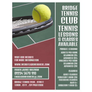 Racket & Ball, Tennis Lessons/Classes Advertising Flyer