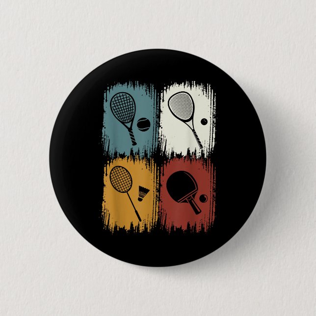 Racketlon, Tournament Sport With 4 Disciplines  Button (Front)
