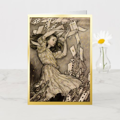 Rackhams Vintage Alice in Wonderland Folded Foil Greeting Card