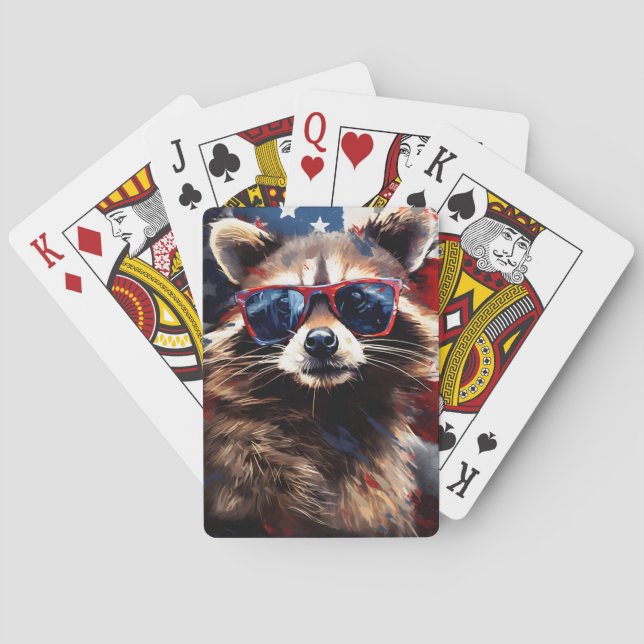 Racoon 4th of July Independence day Poker Cards (Back)