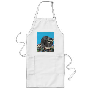 Racoon Apron with Lots of Fruits, Fish, Veggies