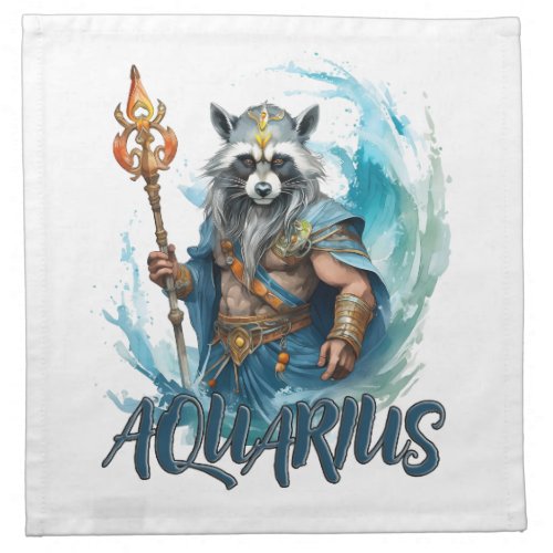 racoon Aquarius zodiac sign Cloth Napkin