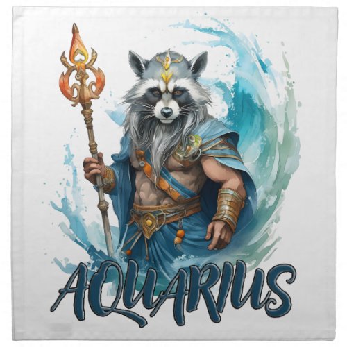 racoon Aquarius zodiac sign Cloth Napkin