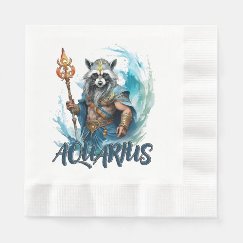 racoon Aquarius zodiac sign Napkins