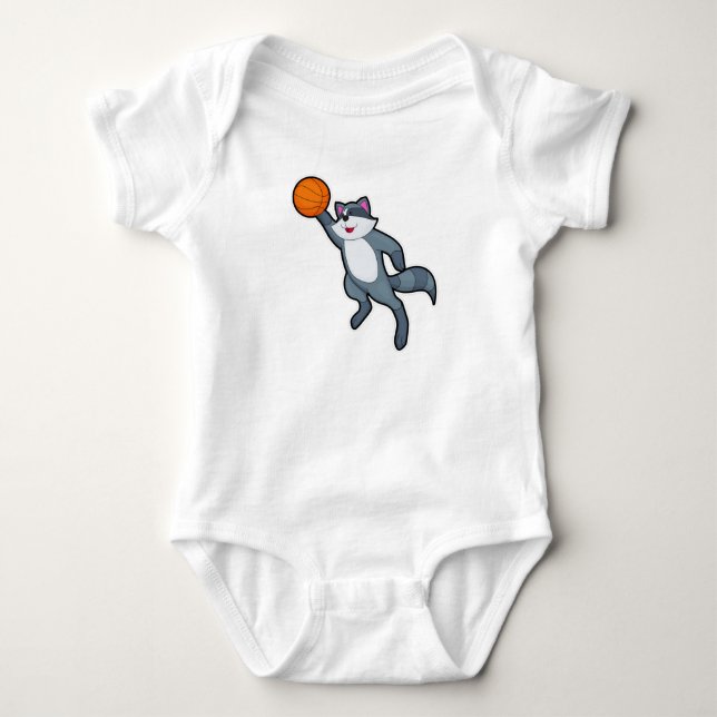 Racoon as Basketball player with Basketball Baby Bodysuit (Front)