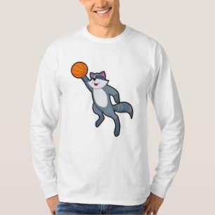 Racoon as Basketball player with Basketball T-Shirt