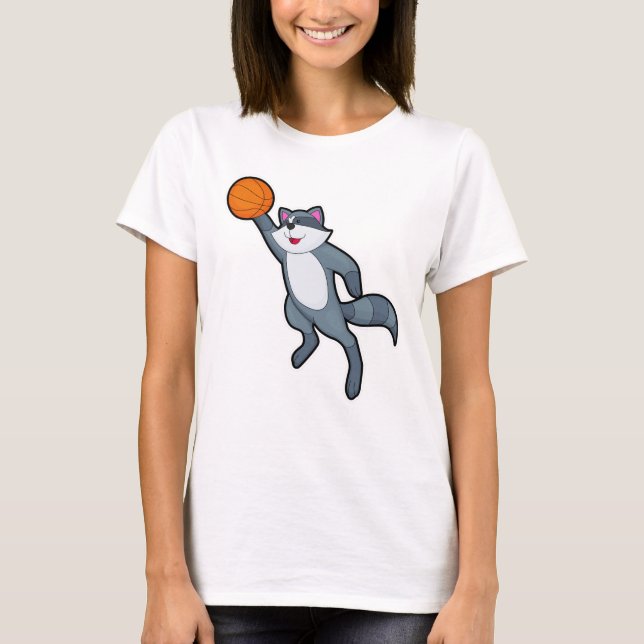 Racoon as Basketball player with Basketball T-Shirt (Front)