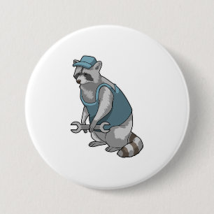 Racoon as Craftsman with Wrench Button