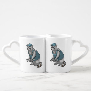 Racoon as Craftsman with Wrench Coffee Mug Set