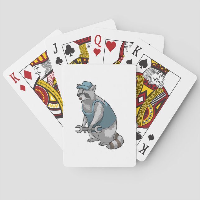 Racoon as Craftsman with Wrench Poker Cards (Back)
