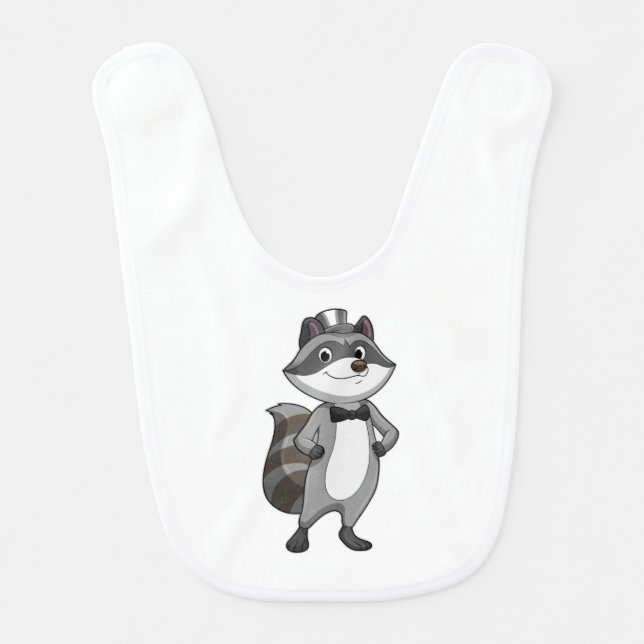 Racoon as Groom with Tie Baby Bib (Front)