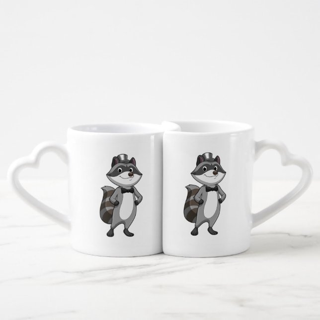 Racoon as Groom with Tie Coffee Mug Set (Front Nesting)