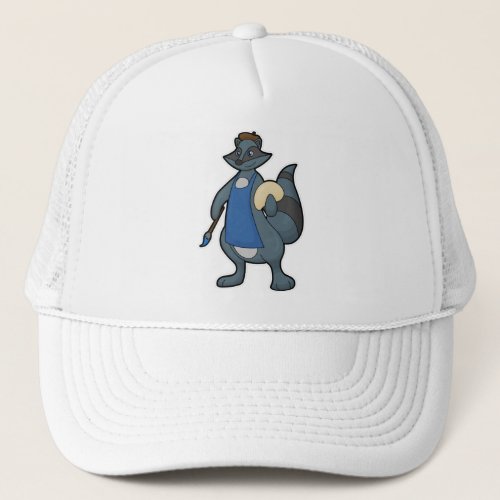 Racoon as Painter with Paintbrush Trucker Hat
