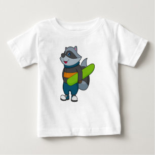 Racoon as Snowboarder with Snowboard Baby T-Shirt