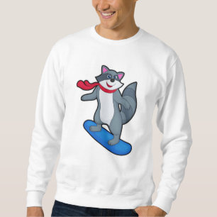 Racoon as Snowboarder with Snowboard & Scarf Sweatshirt