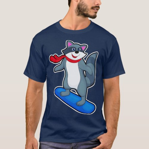 Racoon as Snowboarder with Snowboard Scarf T_Shirt