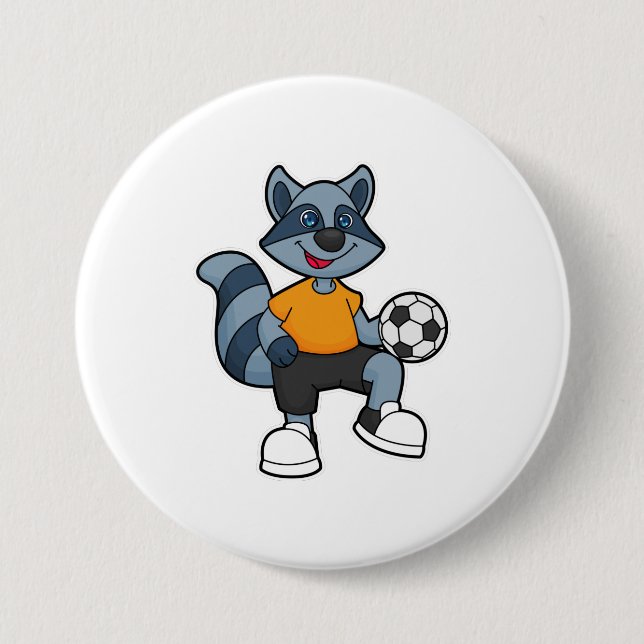 Racoon as Soccer player with Soccer ball Button (Front)