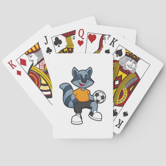 Racoon as Soccer player with Soccer ball Poker Cards (Back)