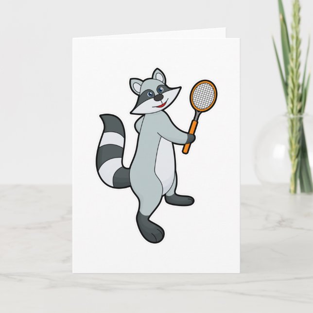 Racoon as Tennis player with Tennis racket Card (Front)