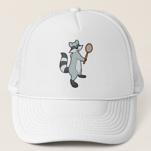 Racoon as Tennis player with Tennis racket Trucker Hat