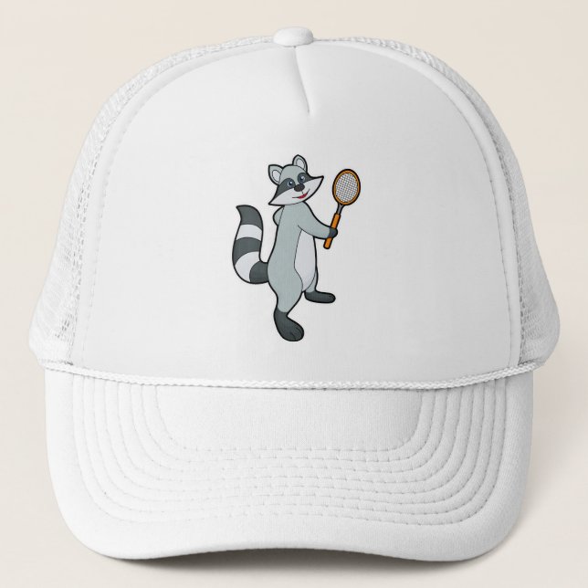 Racoon as Tennis player with Tennis racket Trucker Hat (Front)