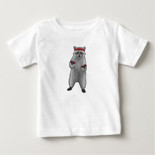 Racoon at Fitness with Dumbbells Baby T-Shirt