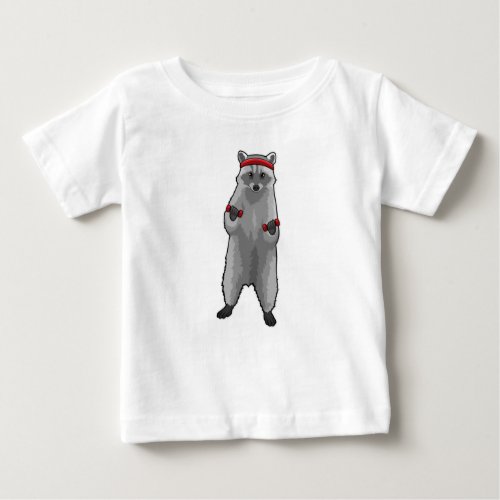 Racoon at Fitness with Dumbbells Baby T_Shirt