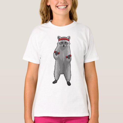 Racoon at Fitness with Dumbbells T_Shirt