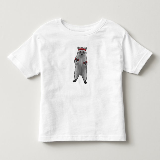 Racoon at Fitness with Dumbbells Toddler T-shirt (Front)
