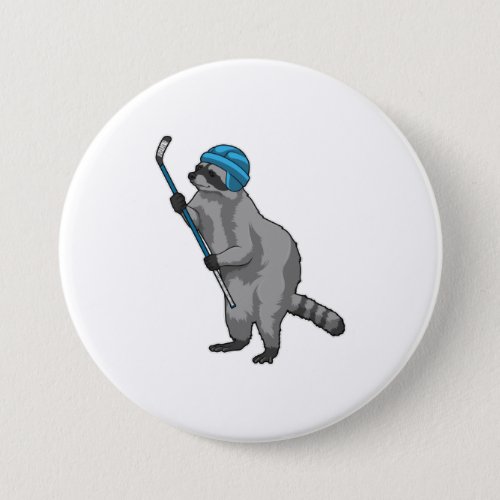 Racoon at Ice hockey with Ice hockey stick Button