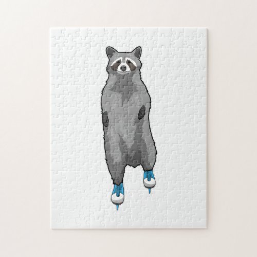 Racoon at Ice skating with Ice skates Jigsaw Puzzle