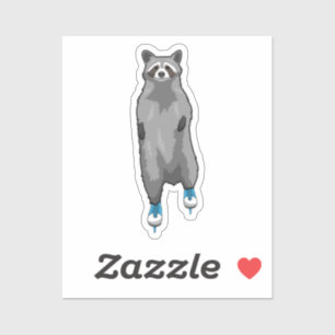 Racoon at Ice skating with Ice skates Sticker