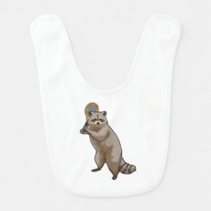 Racoon at Tennis with Tennis racket Baby Bib