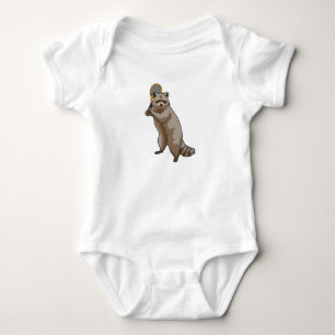 Racoon at Tennis with Tennis racket Baby Bodysuit
