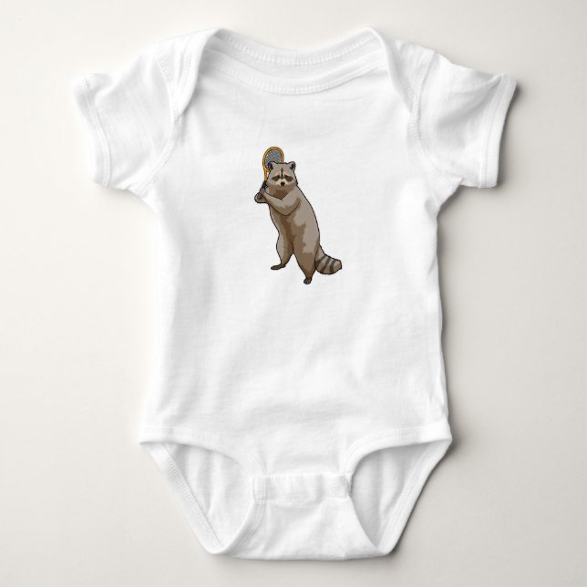 Racoon at Tennis with Tennis racket Baby Bodysuit (Front)