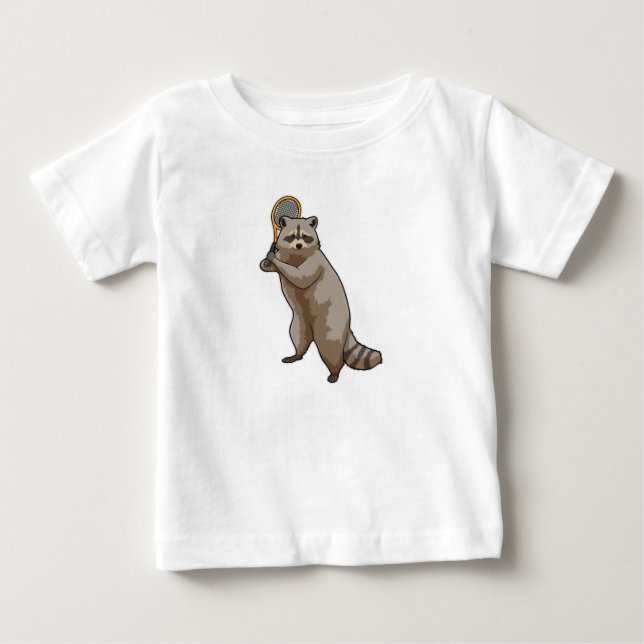 Racoon at Tennis with Tennis racket Baby T-Shirt (Front)