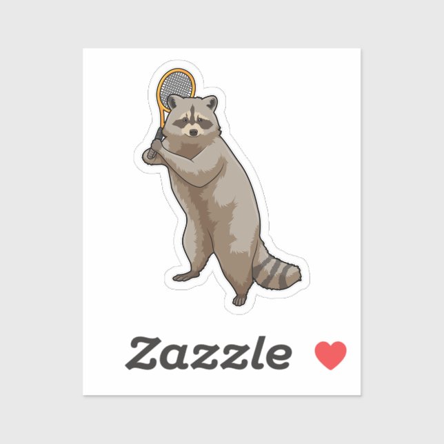 Racoon at Tennis with Tennis racket Sticker (Sheet)