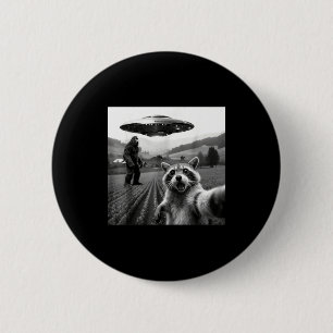 Racoon Bigfoot Selfie Ufo Funny Racoon Alien Bigfo Button