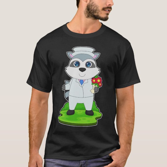 Racoon Bunch of flowers Wedding T-Shirt (Front)