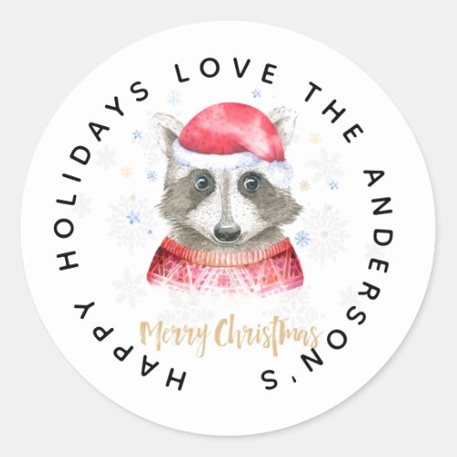 Racoon Christmas Festive Holidays Gift Labels Cute